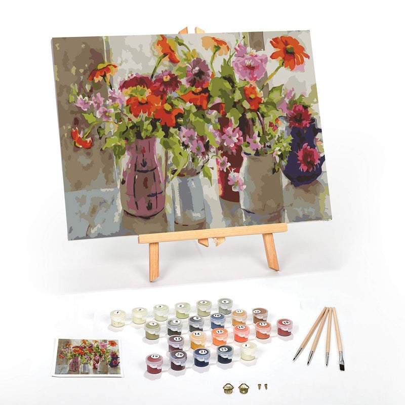 Ledgebay DIY Paint by Numbers Kit for Adults Framed Canvas Beginner to Advanced Paint by Numbers Kit, Kits Include Acrylic Paint Set, Brushes & Tabletop Easel (October 12" x 16" Framed) - Image 1